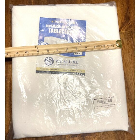 Wealuxe Tablecloths White Rectangular Polyester Tablecloths 60x102 Inches 2 Pack - Picture 9 of 10